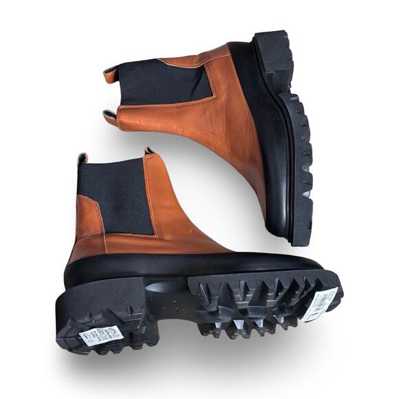 All saints Harley boots Tabacco color ALLSAINTS HARLEE Chelsea Tan Leather Lug Sole Chunky Boots  main image 3